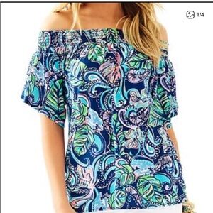Lilly Pulitzer Almeria Off Shoulder Top Sz XS
